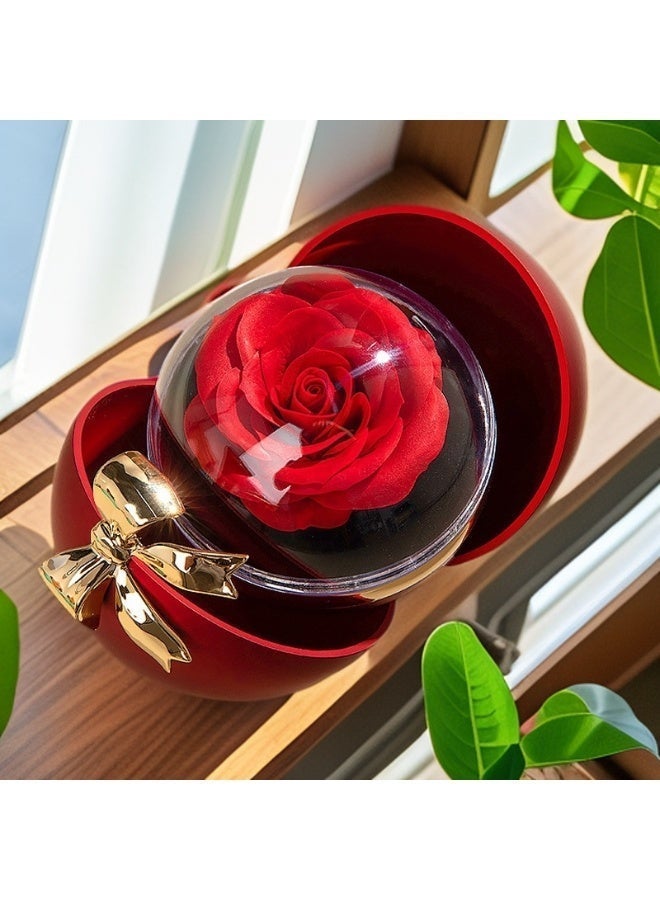 Rose Apple Jewelry Gift Box with Necklace – Magnetic Ring & Necklace Box with Projection Stone, Romantic Gift Box for Valentine’s Day, Birthday & Special Occasions - Image 3