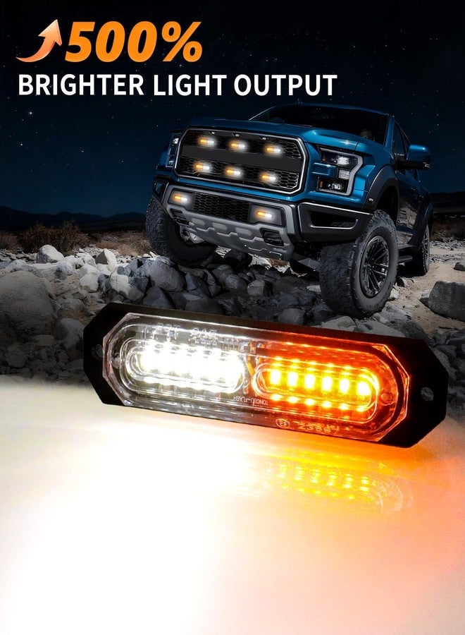 OFFKAT Upgraded 8 PCS 12 LED Sync Feature Emergency Strobe Lights, [20 Flashing Light Patterns] Amber & White Strobe Lights for Truck, [Can-bus Design] Ultra Slim Strobe Lights for Vehicle/Car/ATV/UTV - Image 2