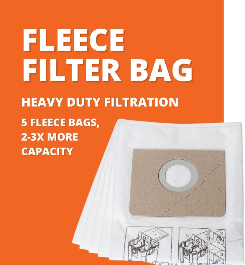 Fein Nonwoven Fleece Filter Bag for Turbo I Dust Extractors - Holds 2-3x More than Regular Filter Bags, Tear-Resistant Material, Dustex 25 L Model, 5-Pack - 31345061010 - Image 2