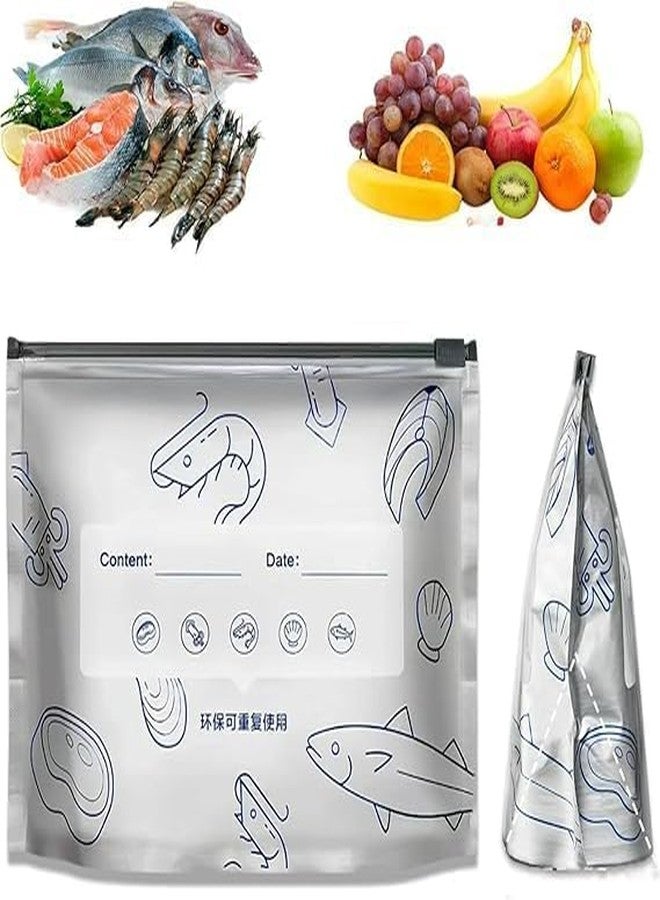 AASHRIT 2 PCS Reusable Aluminum Food Storage Bag, Stand Up Foil Sealable Bags with Zip Lock,Food Storage Preservation Bags, Leakproof Aluminium Foil Fresh keeping Bag for Vegetable Fruit Meat - Image 1