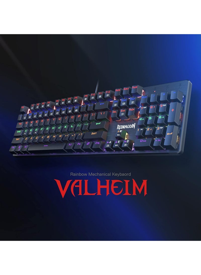 Redragon K608 Valheim Mechanical Gaming Keyboard, Tactile Brown Switch, 104 Keys, LED Rainbow Backlit, Wired Keyboard, Full-Key Rollover, Ergonomic Keyboard, for Office and Gaming, US QWERTY - Image 5