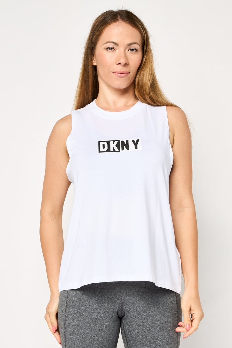 DKNY Sport Women Sportswear Fit Sleeveless Training Tank Top, White - Image 1