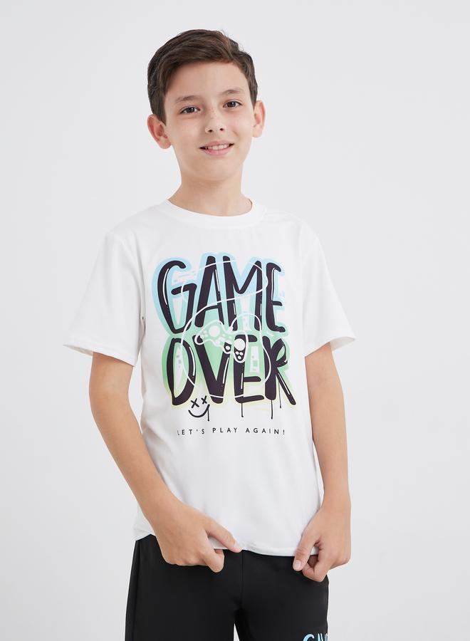 ستايلي طقم تي شيرت وشورت بطبعة شعار ستايلي - Image 2