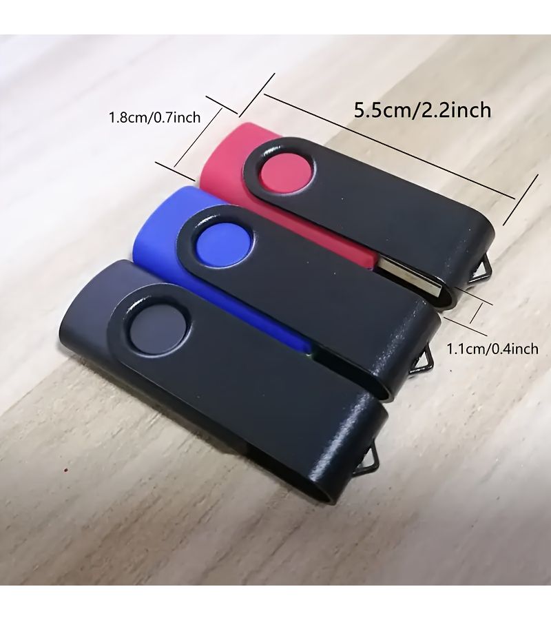 7 قطع من محرك أقراص فلاش USB عالي السرعة 128 ميجابايت، معدني دوار، بلونين أحمر وأسود متطابقين، إصدار USB 2.0، محرك قلم محمول للتخزين الخارجي، هدية تجارية. - Image 2