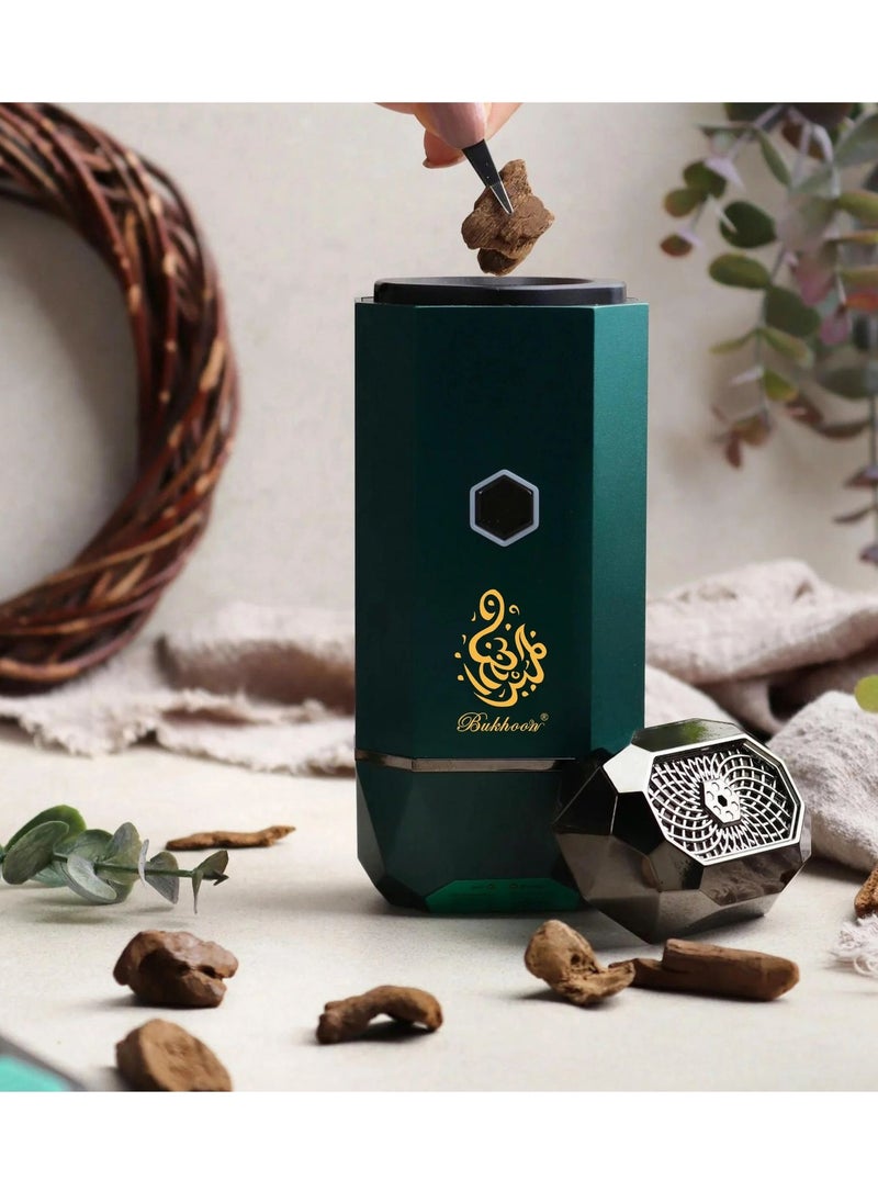 Bakhoor - B16 Smart Electric Incense Burner Rechargeable Incense Burner USB Type C Portable Portable Green 13.6x5.3cm - Image 1