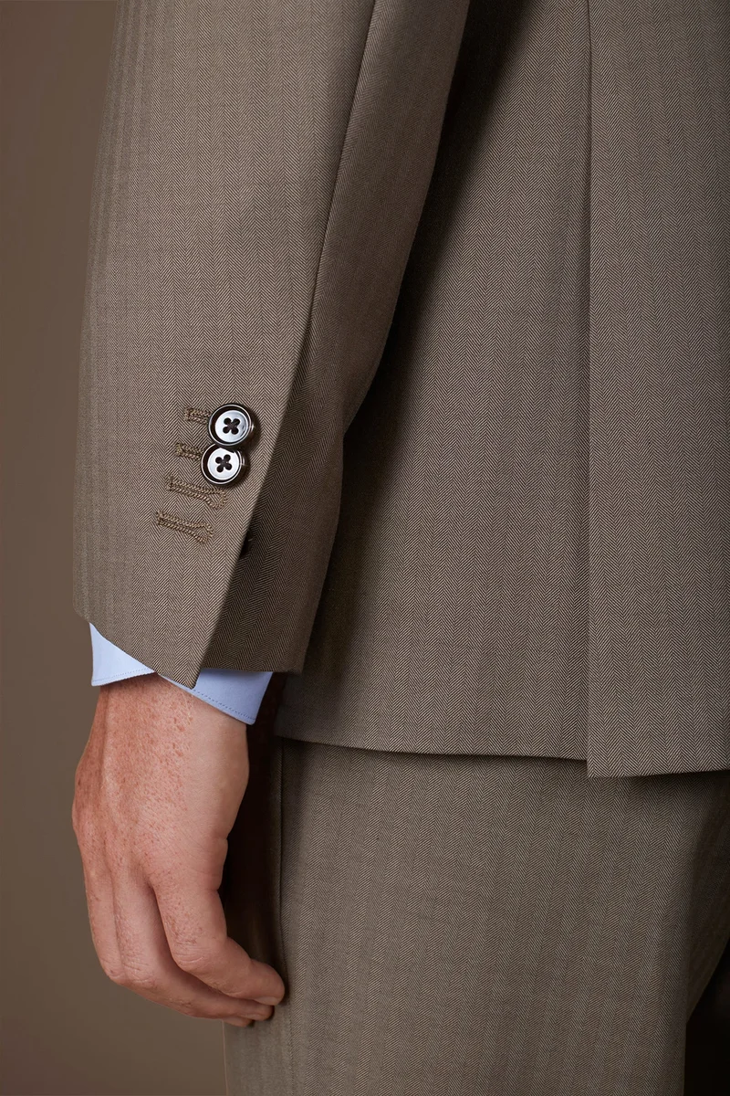 Doppelganger Brown Double-breasted men's suit in Herringbone fabric - Nut for Men | Best Price UAE