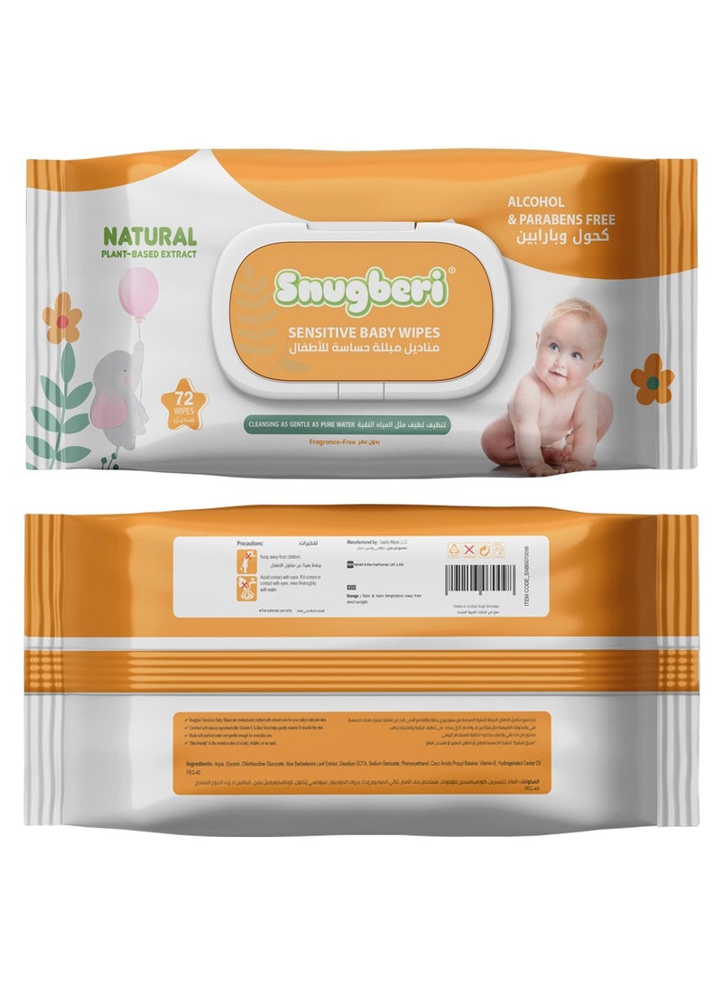 Snugberi Sensitive Baby Wipes 72's - Image 3