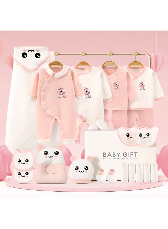 19PCS Newborn Baby Gift Set, Newborn Layette Gift Set for Boys and Girls, Babies Essential Clothes Accessories with Baby Blanket, 100% Premium Cotton, for Spring Summer Autumn Winter Four Seasons - Image 1