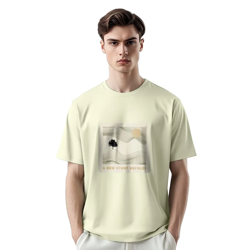 نوبيرو Men's Graphic Print T-Shirt in Light Green