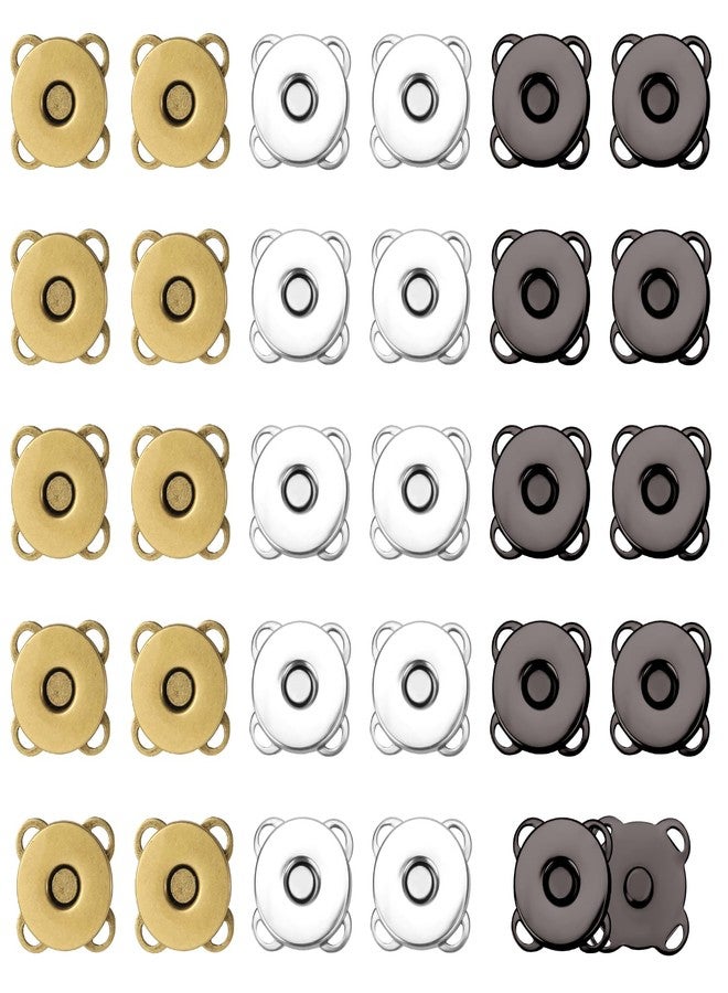 NQEUEPN 30 Sets Magnetic Snap Buttons, 14mm Plum Magnetic Snap Closures Fastener Sewing on Magnetic Clasps Button for Purses Bags Clothes Handbags Leather DIY Craft (Bronze+Dark Gray+Silver) - Image 1