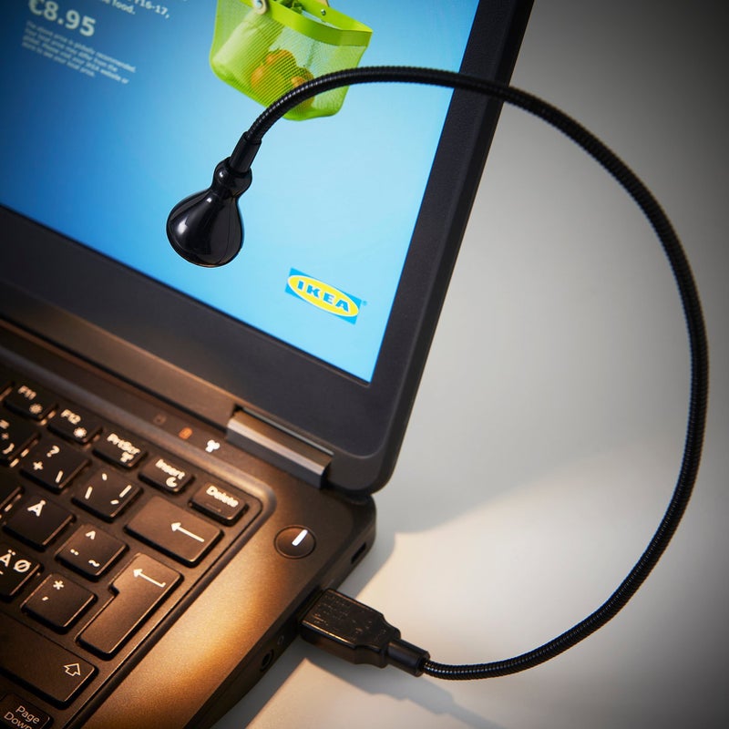 جانسجو مصباح LED مرن بعنق إوزة ومدخل USB، أسود، ٣٨ سم - Image 2