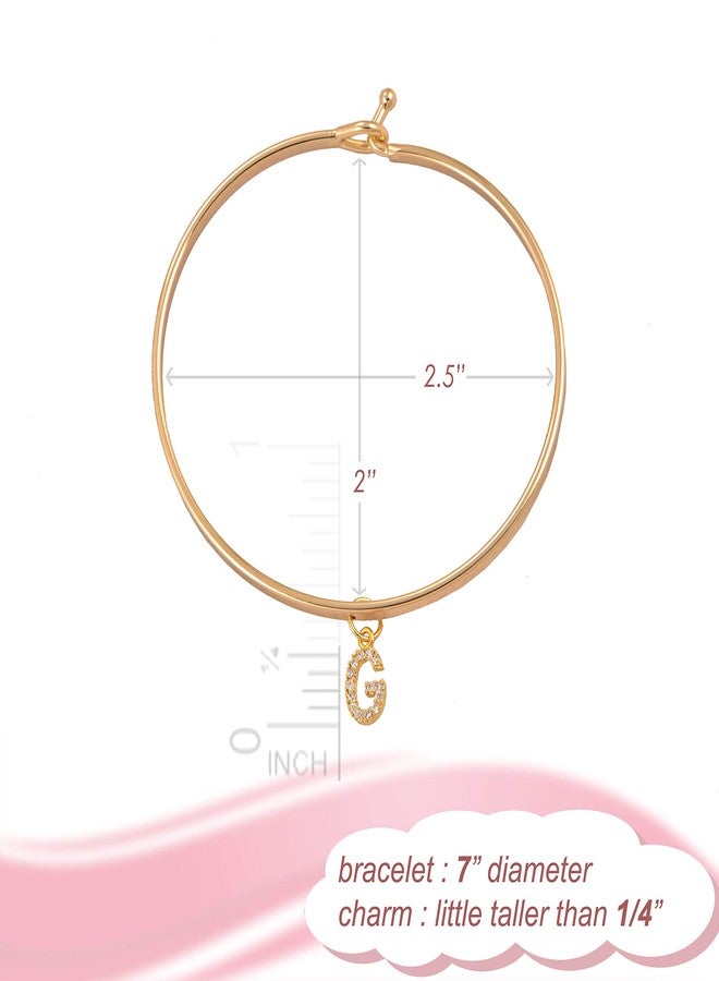 Spinningdaisy Dangling Crystal Initial Charm Cuff Bracelet (G Gold) - Image 2