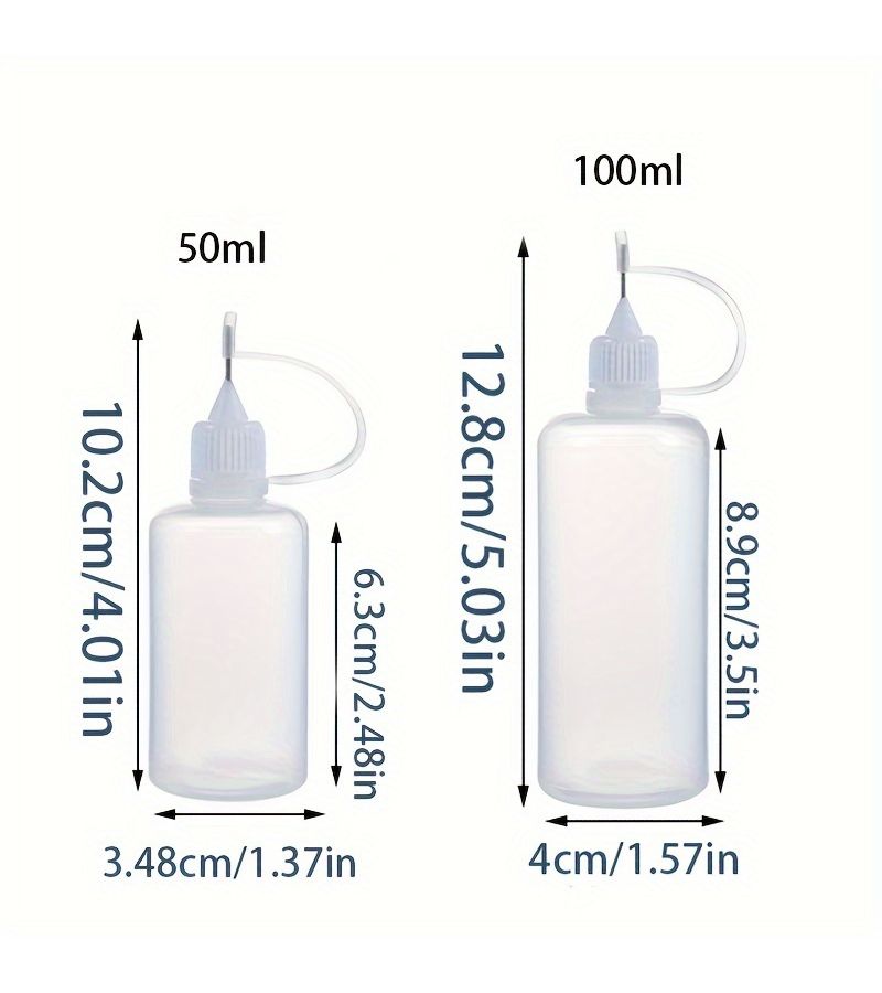 2pcs 100ml Precision Squeeze Tip Applicator Bottles With Needle Tips Mini Funnels Crafts Painting Glue Ink Lab Supplies - Image 4