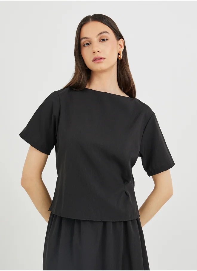 تايك تو Take Two Ruched Side Short Sleeve Top and Maxi Skirt Co-Ords