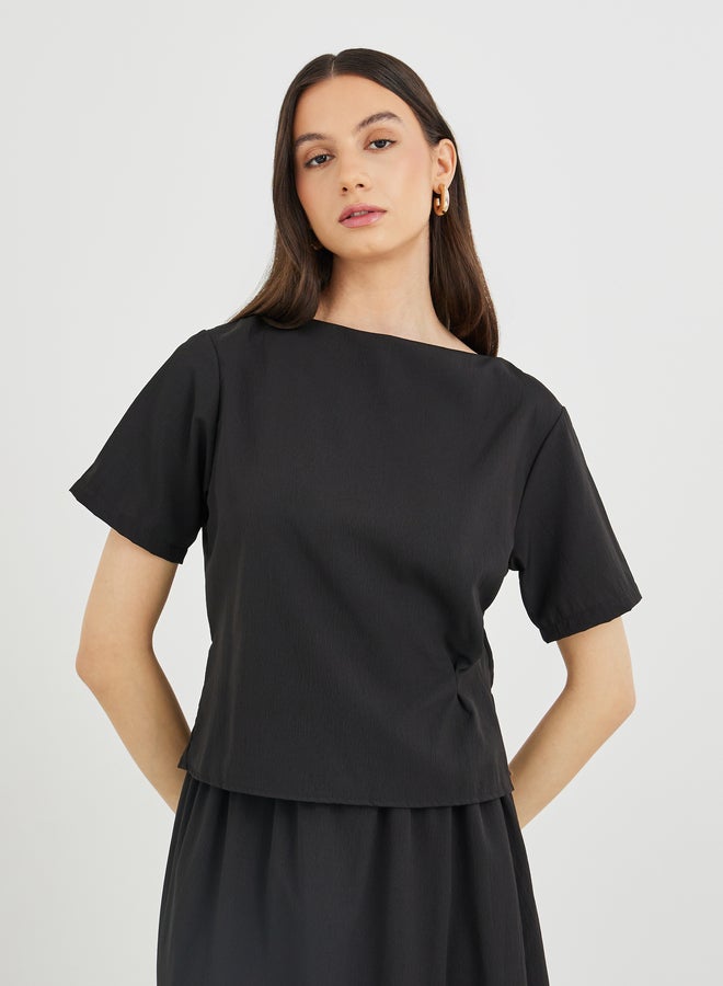 Take Two Styli Ruched Side Short Sleeve Top and Maxi Skirt Co-Ords - Image 2