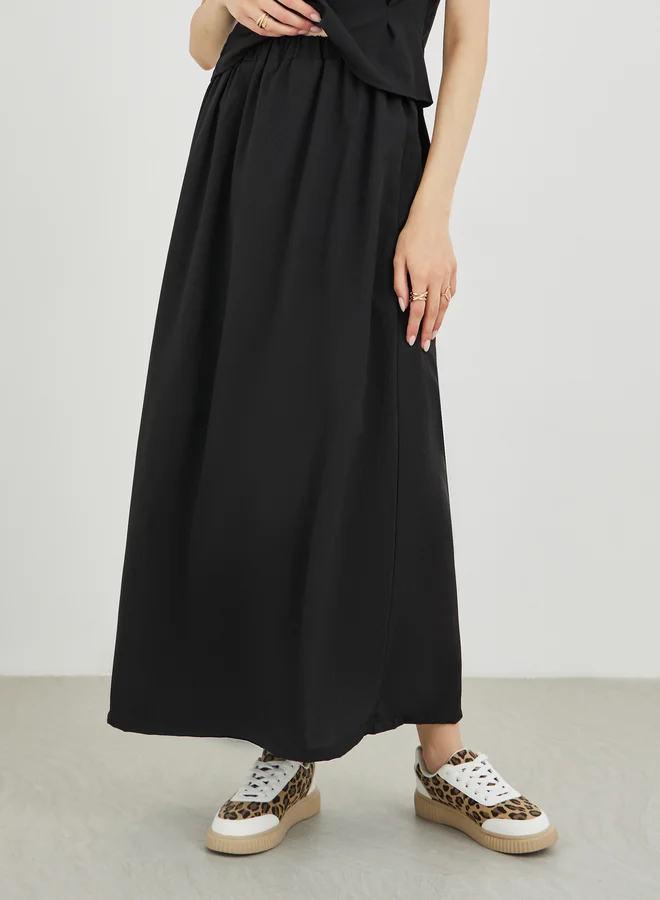 Take Two Take Two Ruched Side Short Sleeve Top and Maxi Skirt Co-Ords