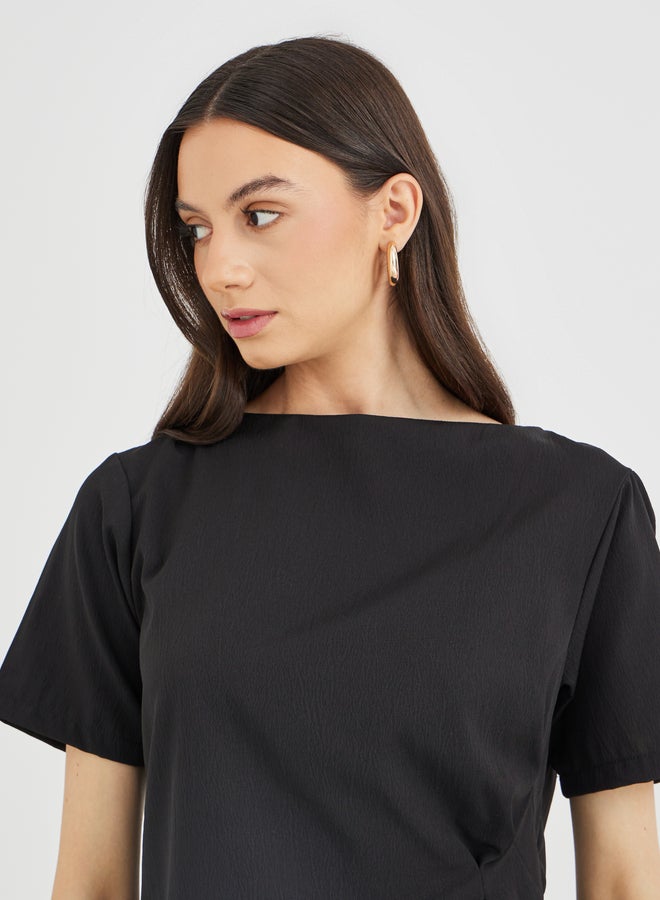 Take Two Styli Ruched Side Short Sleeve Top and Maxi Skirt Co-Ords - Image 3