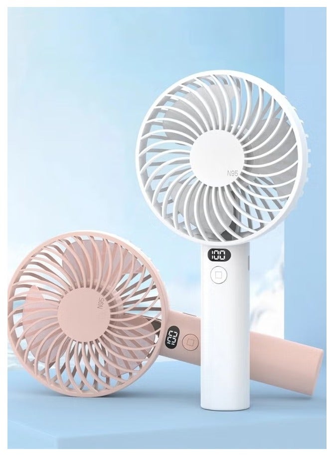 BEILINGDUN Handheld Fan,Speed(1-3) Adjustable Mini Fan,1200mAh Battery Rechargeable Personal Fan,Digital Display,For Women Men Travel/Camping/Outdoor-Pink - Image 1