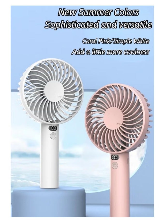 BEILINGDUN Handheld Fan,Speed(1-3) Adjustable Mini Fan,1200mAh Battery Rechargeable Personal Fan,Digital Display,For Women Men Travel/Camping/Outdoor-Pink - Image 3