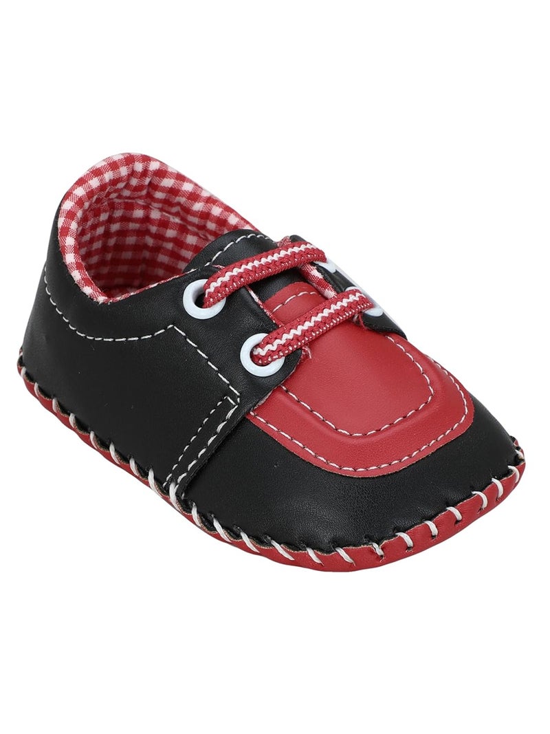 PureSole Baby Soft Sole Moccasins - Pink Leather Crib Shoes with Lace-Up Design for Girls, Newborn to Toddler (6–12 Months) - Image 1
