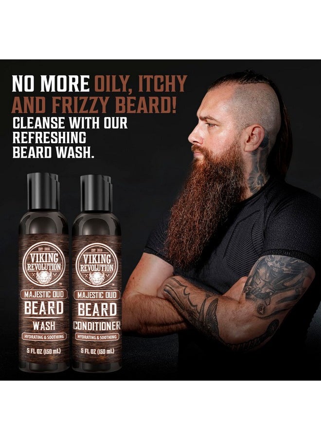 Viking Revolution Beard Wash And Beard Conditioner For Men With Argan Oil And Jojoba Oil Beard Softener And Strengthener Beard Care Beard Shampoo And Conditioner With Beard Oil (5Oz Majestic Oud)  - Image 3