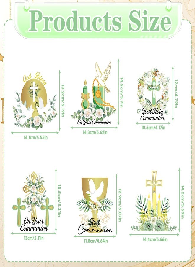 Rakuto First Communion Centerpieces for Tables Decorations, 24PCS Baptism First Holy Table Party Decorations, God Bless Dove Cross Toppers Christian Theme Decor Supplies - Image 3