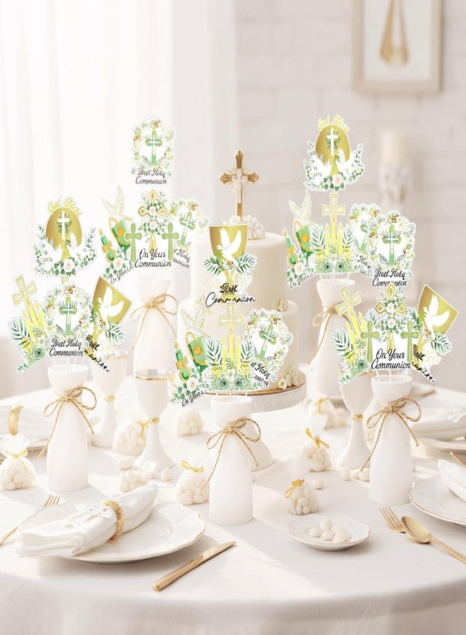 Rakuto First Communion Centerpieces for Tables Decorations, 24PCS Baptism First Holy Table Party Decorations, God Bless Dove Cross Toppers Christian Theme Decor Supplies - Image 4