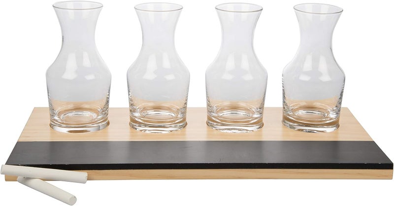 DECO Wine Tasting Flight Sampler Boards (2Pk)- Set Includes Eight 6 oz Decanter Glasses & 2 Wood Chalkboards - Great for Charcuterie Boards, Wine Taste Testing, Date Nights - Holiday Xmas Gift Must Have - Image 4