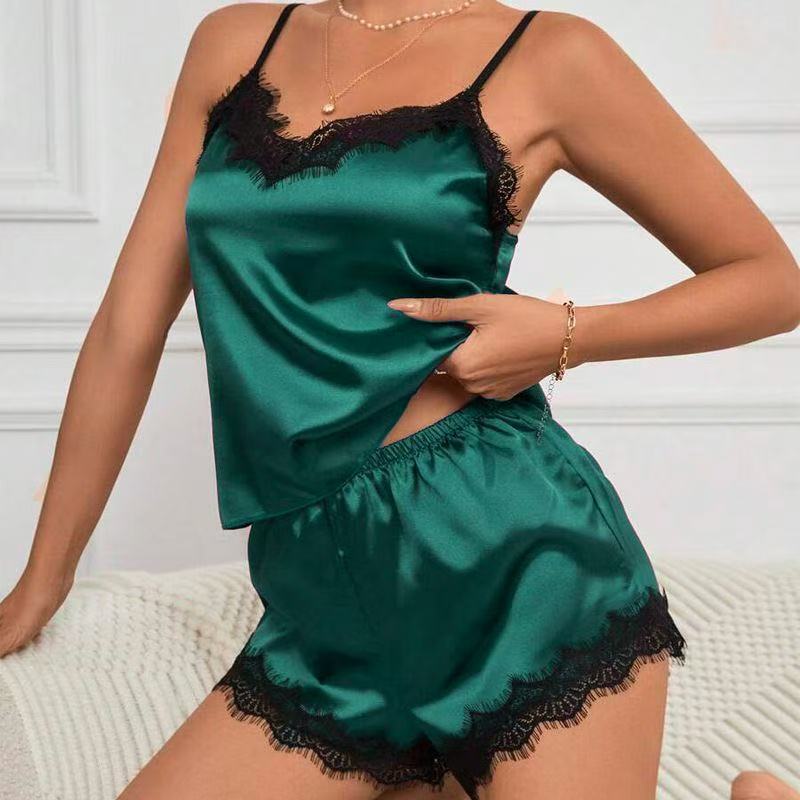 Women's Lace Strappy Sleepwear Set with Shorts - Image 4