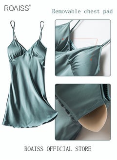 roaiss 5-Pack Women's Pajama Set Sling with Chest Pad Nightdress Sweet Sleepwear Home Wearing Clothes Suits Ladies Floral Printing Nightwear Lingerie Robe Underwear Shorts Summer Spring Blue  - Image 5