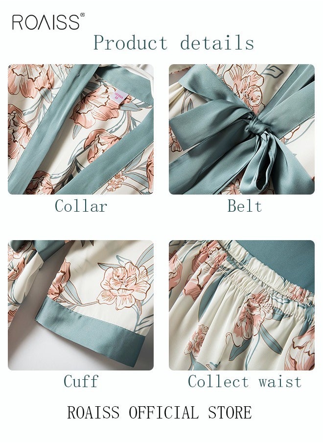roaiss - 5-Pack Women's Pajama Set Sling with Chest Pad Nightdress Sweet Sleepwear Home Wearing Clothes Suits Ladies Floral Printing Nightwear Lingerie Robe Underwear Shorts Summer Spring Blue - Image 1