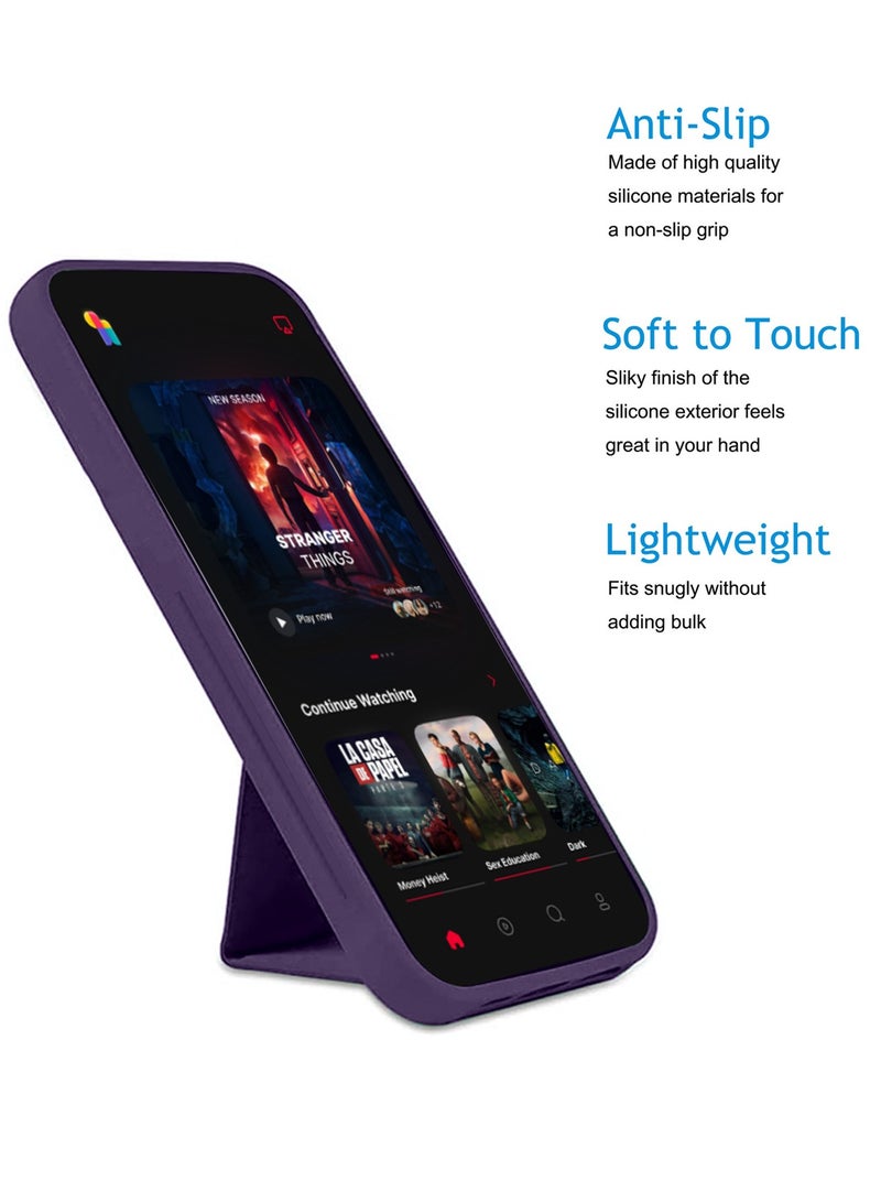 Hand Grip Foldable Magnetic Kickstand Wrist Strap Finger Grip With Built-In Iron Case Cover For OnePlus 11R 5G 2023 Eggplant Purple