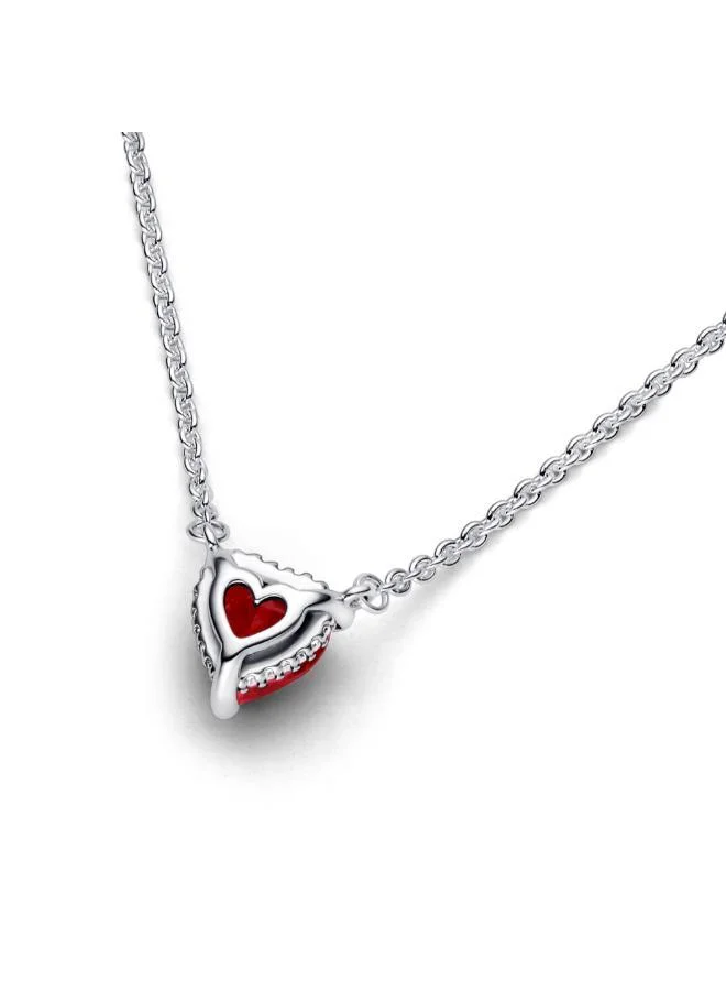 باندورا Heart sterling silver collier with cherries jubilee red crystal and clear cubic zirconia