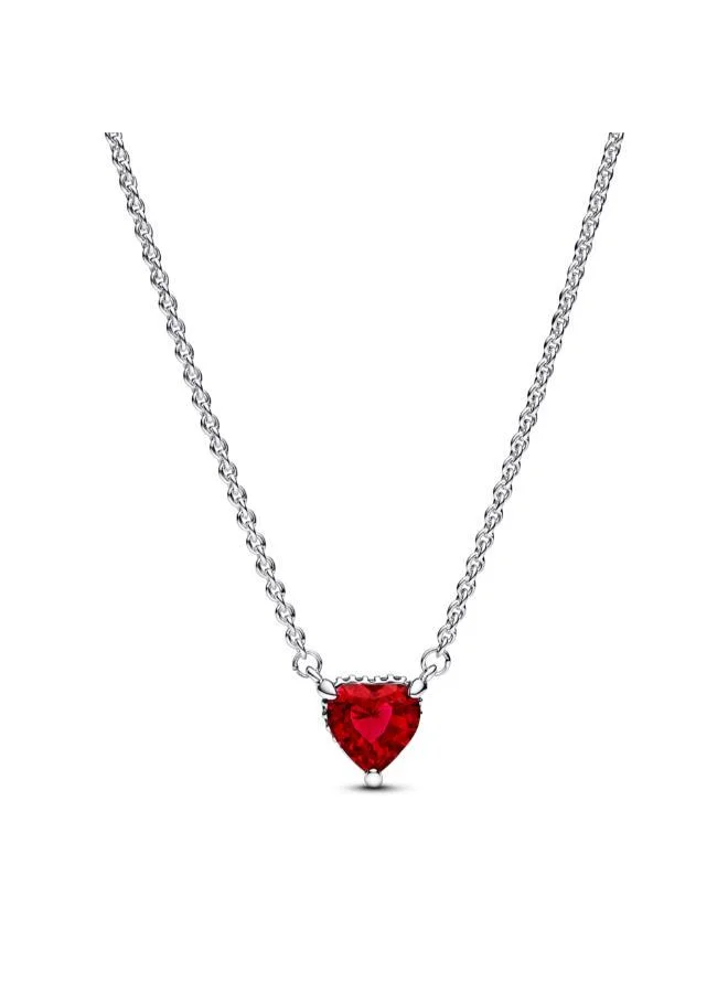 باندورا Heart sterling silver collier with cherries jubilee red crystal and clear cubic zirconia