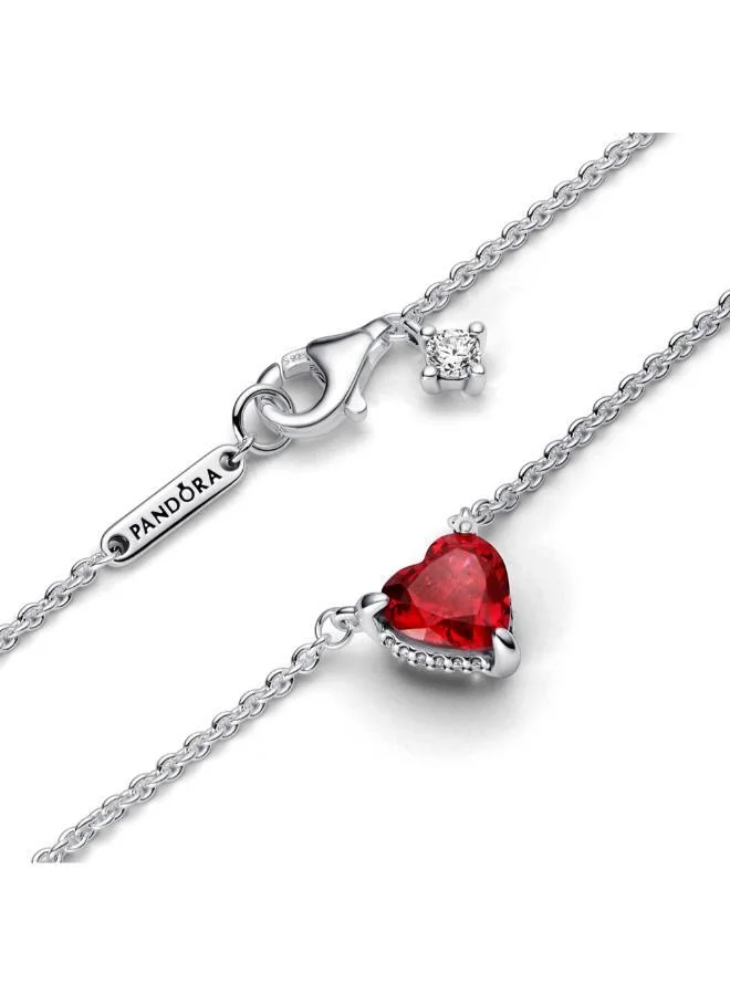 PANDORA Heart sterling silver collier with cherries jubilee red crystal and clear cubic zirconia