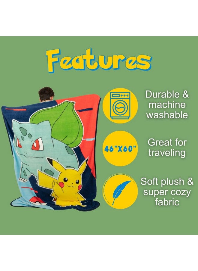Franco Franco Pokemon Anime Pikachu and Bulbasaur Kids Bedding Super Soft Micro Raschel Throw, 46 in x 60 in, (Official Licensed Product)  - Image 5