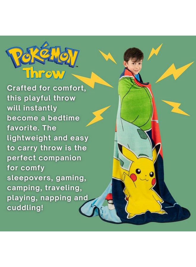 Franco Franco Pokemon Anime Pikachu and Bulbasaur Kids Bedding Super Soft Micro Raschel Throw, 46 in x 60 in, (Official Licensed Product)  - Image 2