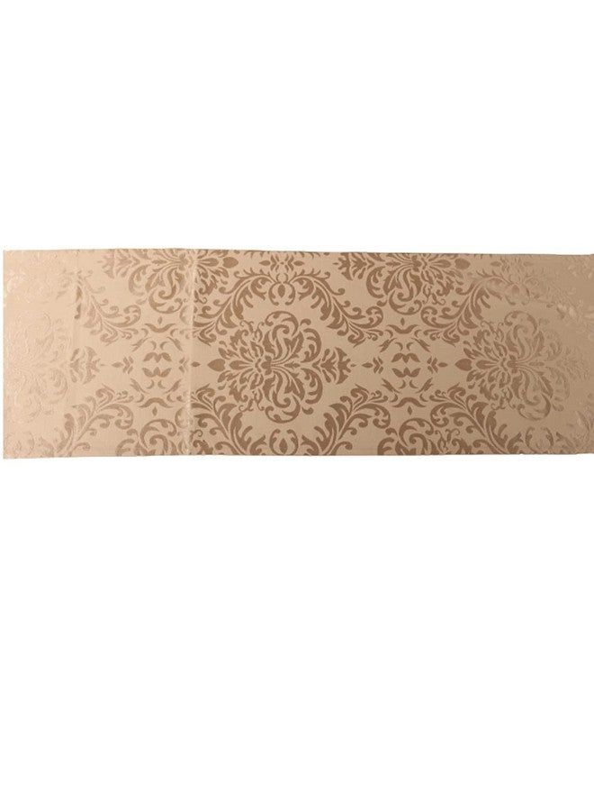 Home-The Best is for You Cotton Table Runner with Woven Damask Design (Gold, 13X96 Inch) - Pack of 1 - Image 4