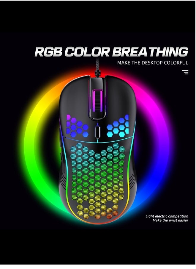 Generic - Gaming Mouse,Gaming Mice Honeycomb Hollow Design Ergonomic Wired Mouse with RGB Backlight,up to 8000 DPI,RGB Gaming Mouse for Mac, Laptop,Computer,PC - Image 1
