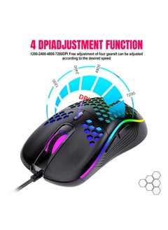 Generic Gaming Mouse,Gaming Mice Honeycomb Hollow Design Ergonomic Wired Mouse with RGB Backlight,up to 8000 DPI,RGB Gaming Mouse for Mac, Laptop,Computer,PC  - Image 1