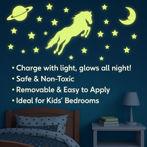 DreamKraft Glow in The Dark Galaxy of Stars Moon and Horse Radium Night Glow Sticker(30cm x24cm) - Image 4