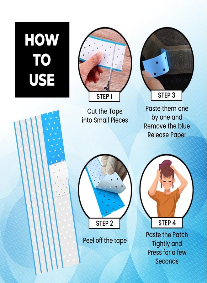 Beuni Extenda Bond Plus Hair Patch Tape With Holes Skin Friendly Double Sided Transparent Wig Tape Waterproof Heat Resistant Strong Hold For Hair Systems Size 1 1/2 Inch X 12 Inch (Blue) 5 Strips - Image 2
