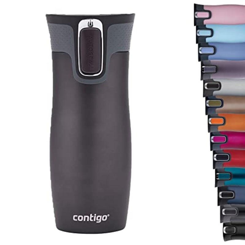 West Loop Autoseal Thermal Mug, Insulated Mug, Coffee Mug To Go, BPA free, leak proof travel mug with easy-clean lid, keeps drinks hot for up to 5h, 470 ml - Image 1