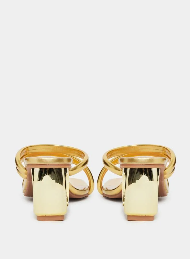 Take Two Take Two Metallic Strap Block Heel Sandals