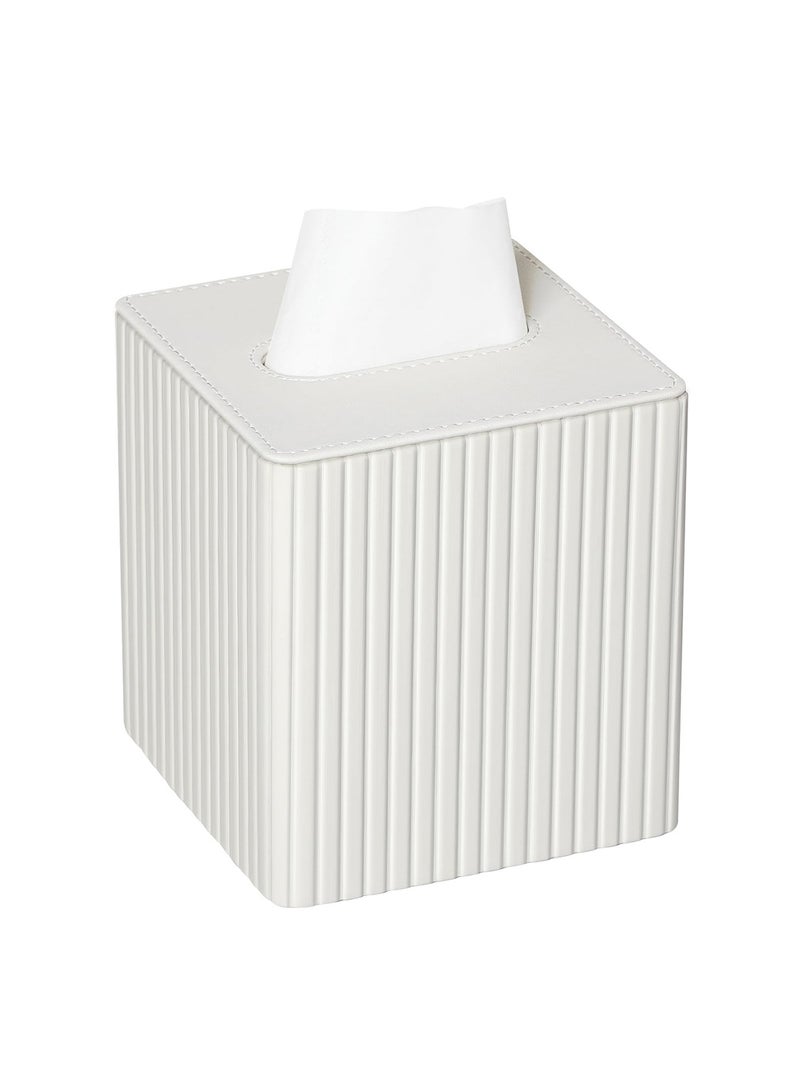 Eowhitu Eowhitu Facial Tissue Holder for Bathroom, PU Leather Tissue Box Cover Square Bath Toilet Organizer Office Décor Bathroom Accessories White  - Image 1