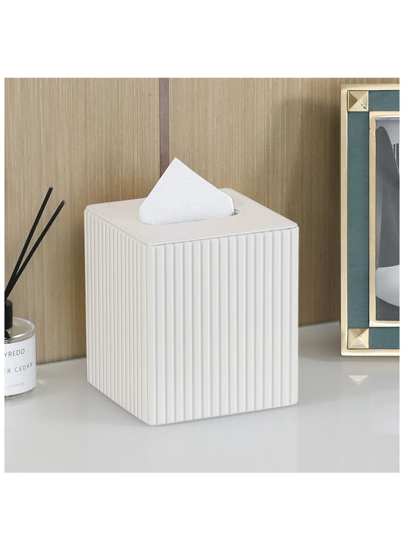 Eowhitu Eowhitu Facial Tissue Holder for Bathroom, PU Leather Tissue Box Cover Square Bath Toilet Organizer Office Décor Bathroom Accessories White  - Image 5