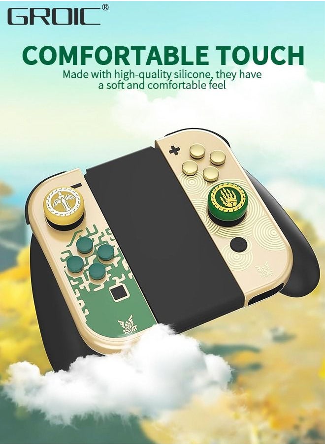 Two Pairs of Switch Button Caps for The Legend ZLD, Cute Joystick fit N-Switch/Switch OLED/Switch Lite, 4PCS Soft Silicone Joycon Thumb Grip