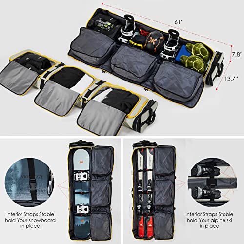 XCMAN Padded Snowboard Bag Expandable Snowboard Bag for Air Travel Adjustable Ski Bag Length 63-75In - Image 4