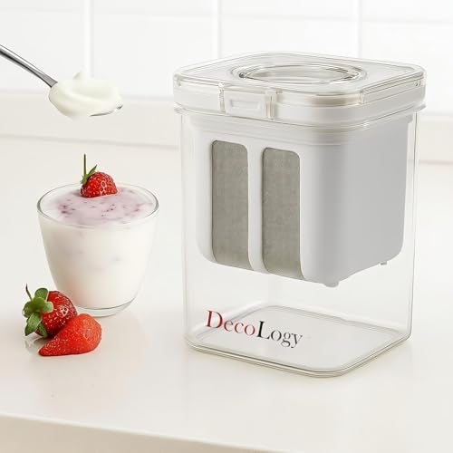 DecoLogy Yogurts Make Strainers/Soybean Milk, Kefir, Berries, Soup, & Lid for Thick,Soybean Milk,Curd Maker with Yogurts Filter | Hung Curd Maker for Home |(Greek Yogurt Strainer, 1PCS) - Image 1