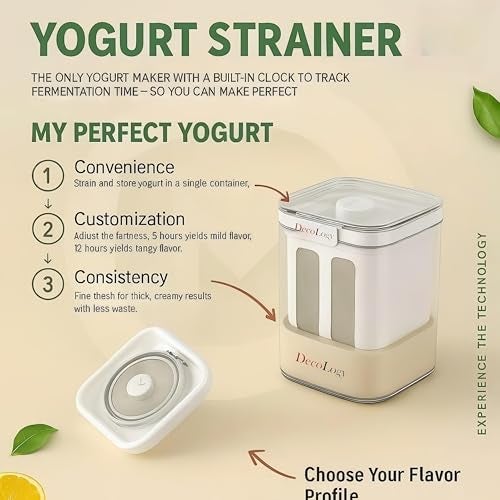 DecoLogy Yogurts Make Strainers/Soybean Milk, Kefir, Berries, Soup, & Lid for Thick,Soybean Milk,Curd Maker with Yogurts Filter | Hung Curd Maker for Home |(Greek Yogurt Strainer, 1PCS) - Image 4